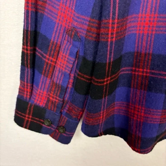 L.L. Bean Purple Red Plaid Flannel Button Down Shirt - Picture 5 of 7